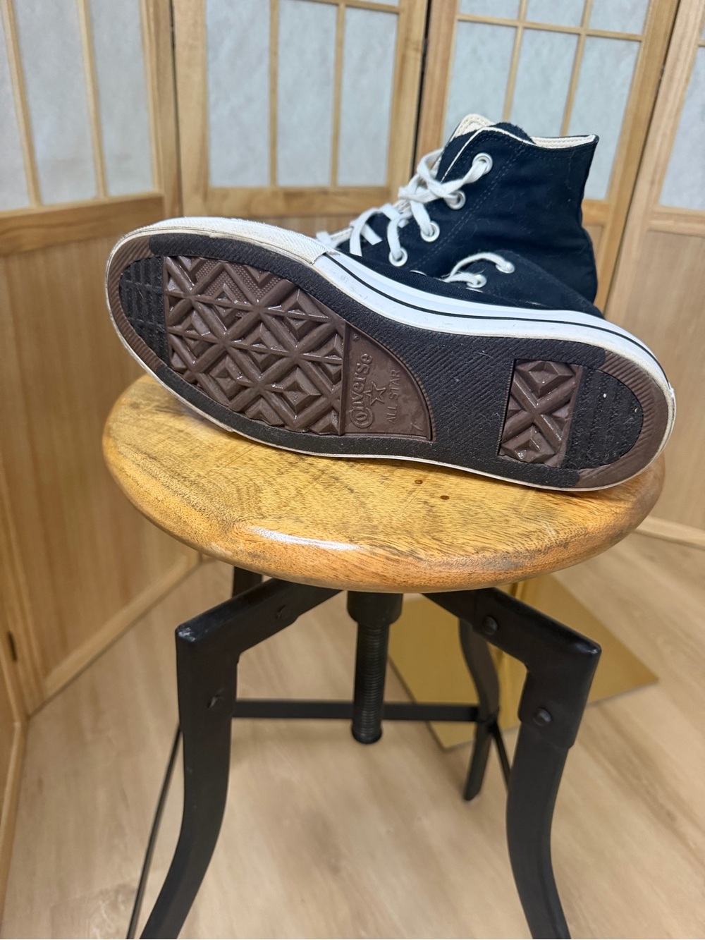 Converse Black and White High Top Sneakers - Picture 5 of 8